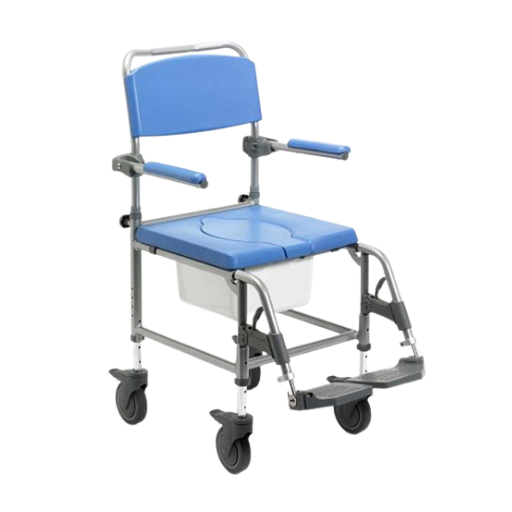 18" Attendant Propelled Atlantic Wave Deluxe Shower Commode with Adjustable Height