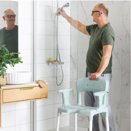 Bathing Aid Swift Shower Stool with Armrests and Back Support