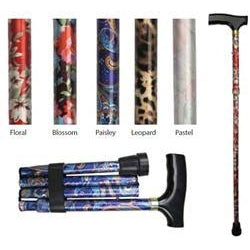 Folding Patterned Walking Stick - Wheelchair Australia
